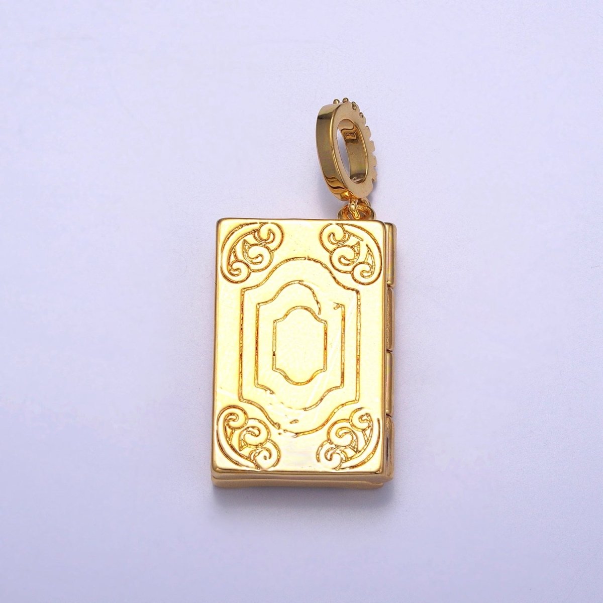 Dangle Book Locket Pendant Crescent Moon Star Locket Charm Necklace 14K Gold Filled J-482