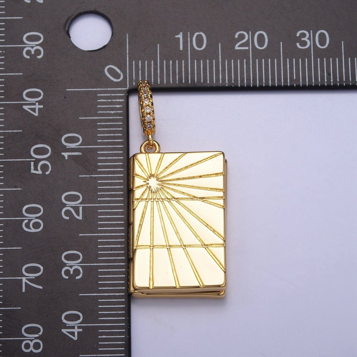 Dangle Book Locket Pendant Sun Burst Locket Charm Necklace 14K Gold Filled J-480