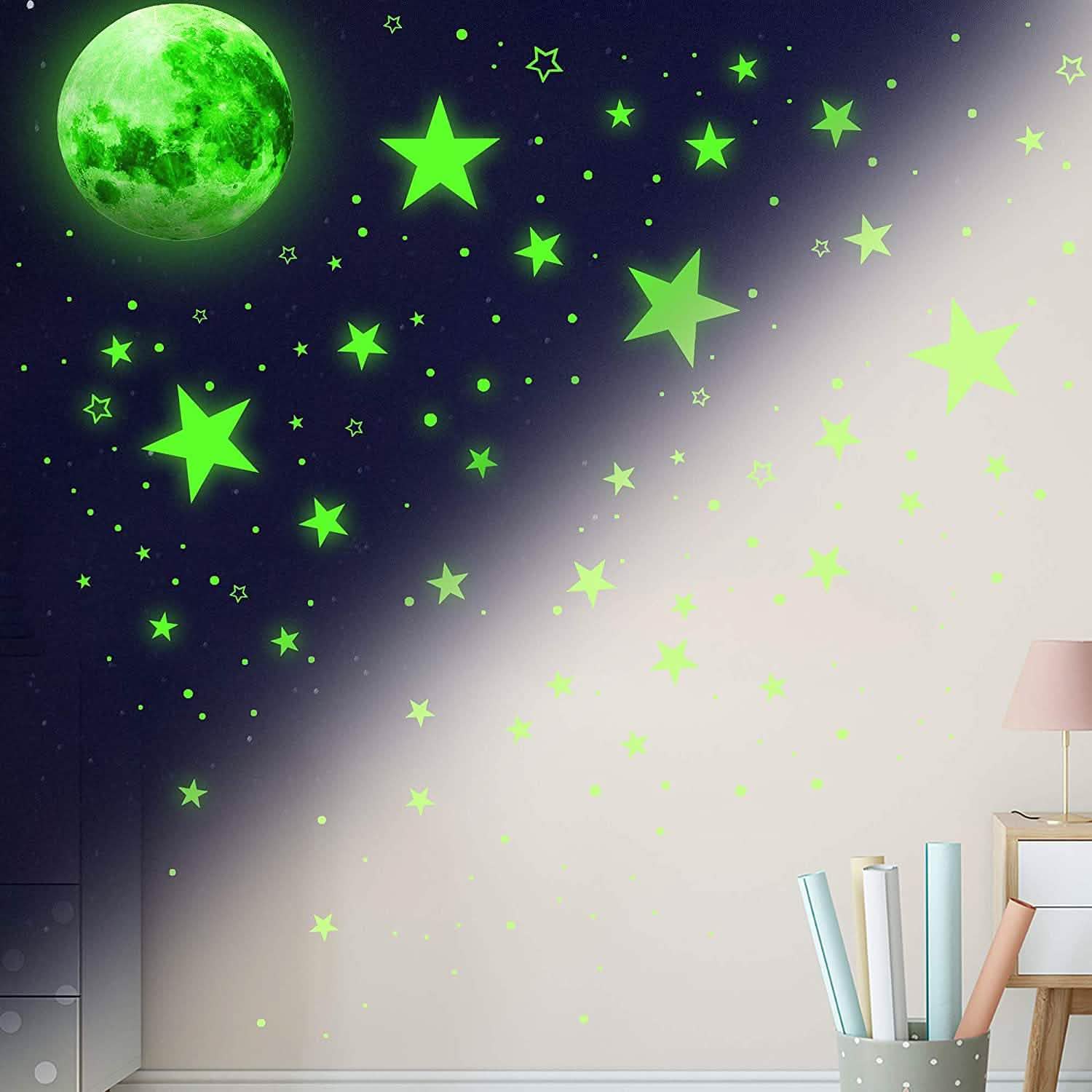 Dark Star Glow and Moon Wall Sticker