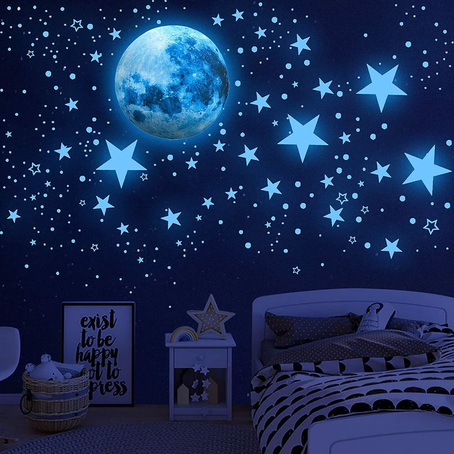 Dark Star Glow and Moon Wall Sticker