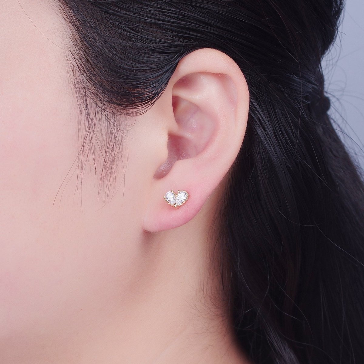 Darling Heart Pave Stud Earring T-502