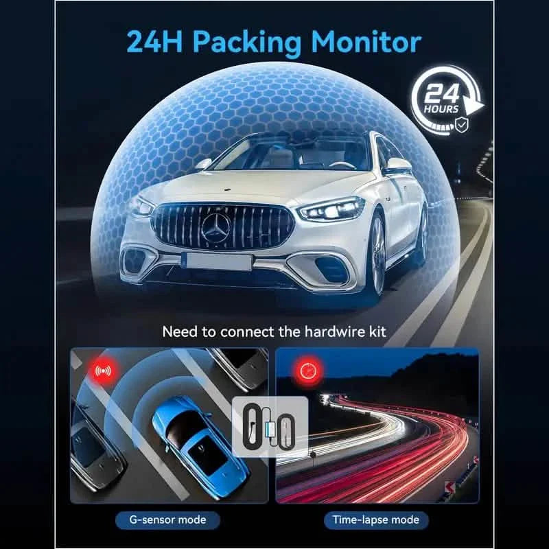 Dashcam triple 1080p avant, intérieur et arrière avec carte 32 Go, vision nocturne, HDR et plus