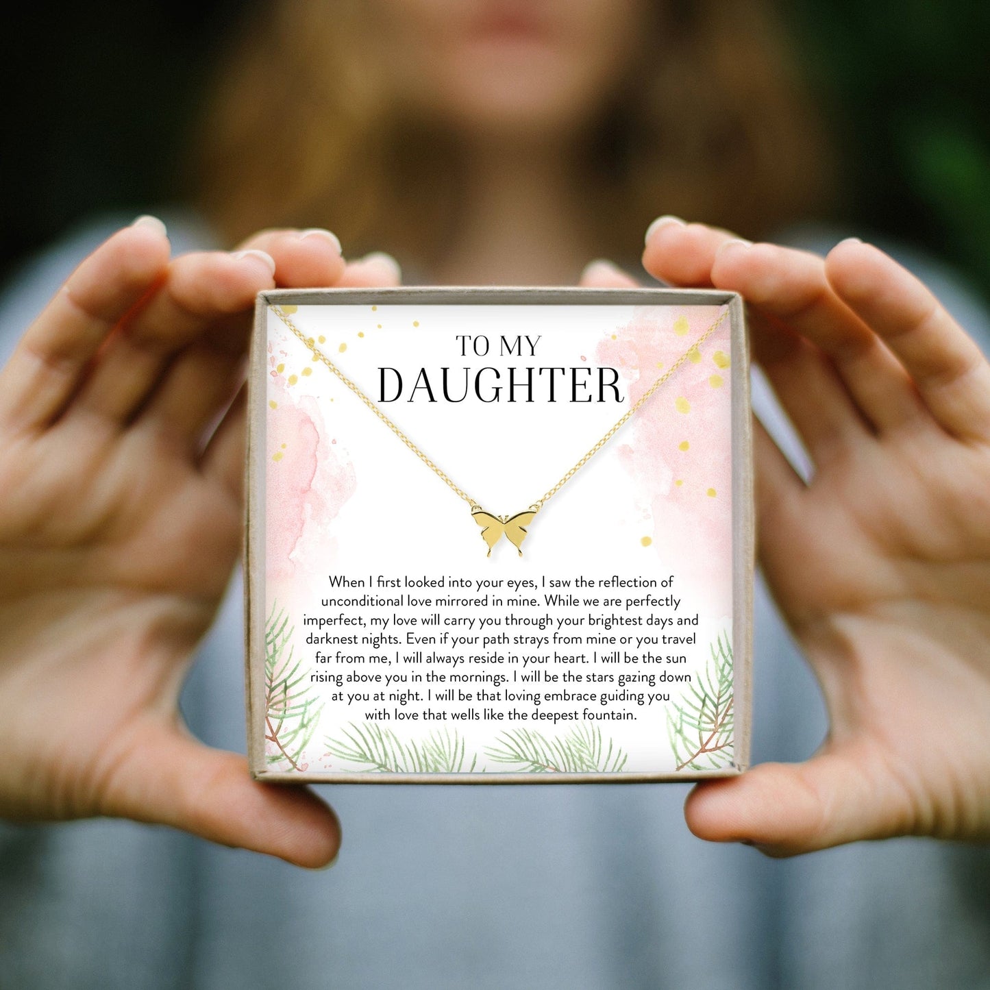 Daughter Butterfly Pendant Necklace