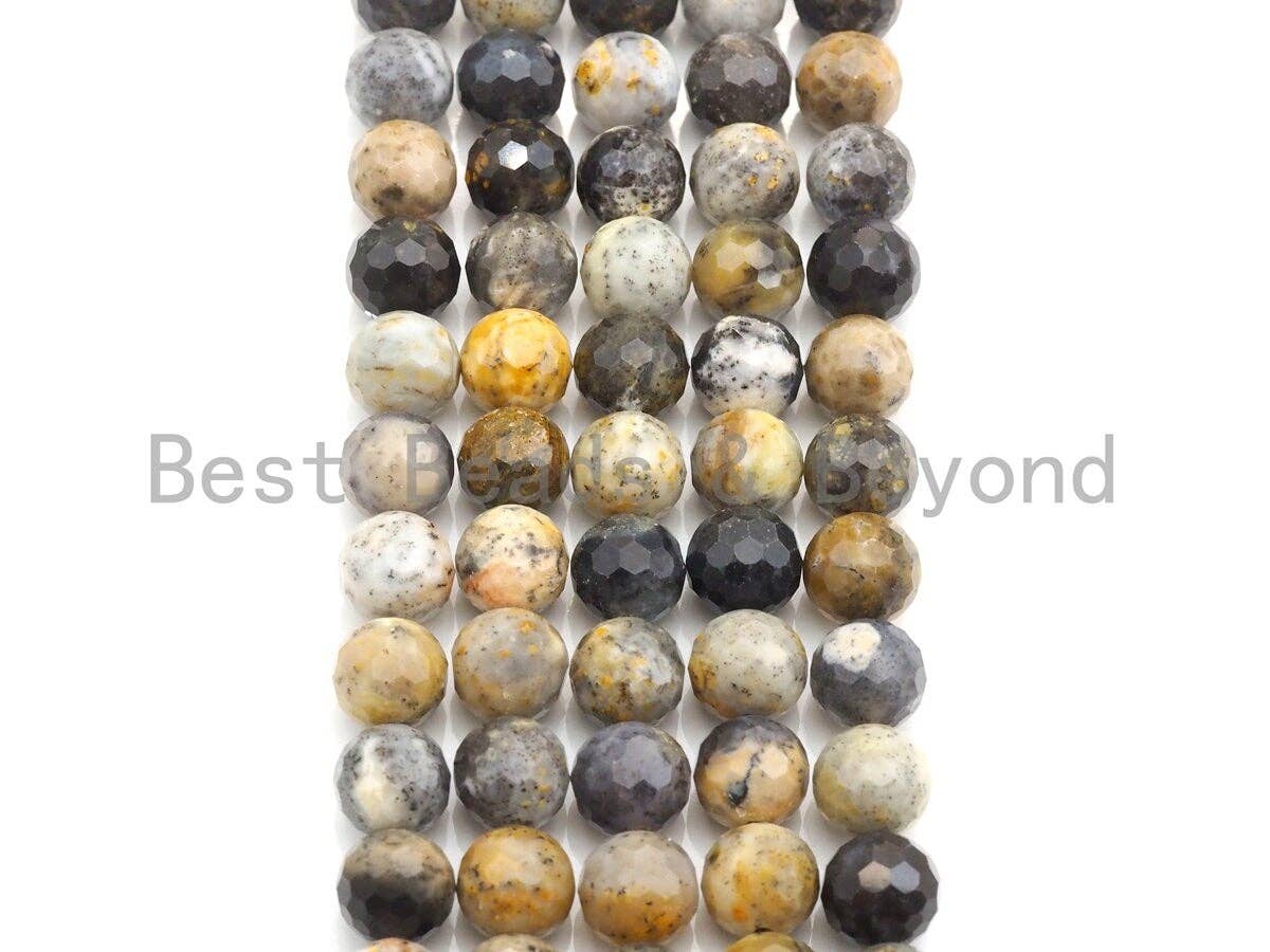 Speical Cut Natural Black Opal Beads, Round  Faceted Beads, 6mm/8mm/10mm/12mm, 15.5" Full Strand, sku#U647c