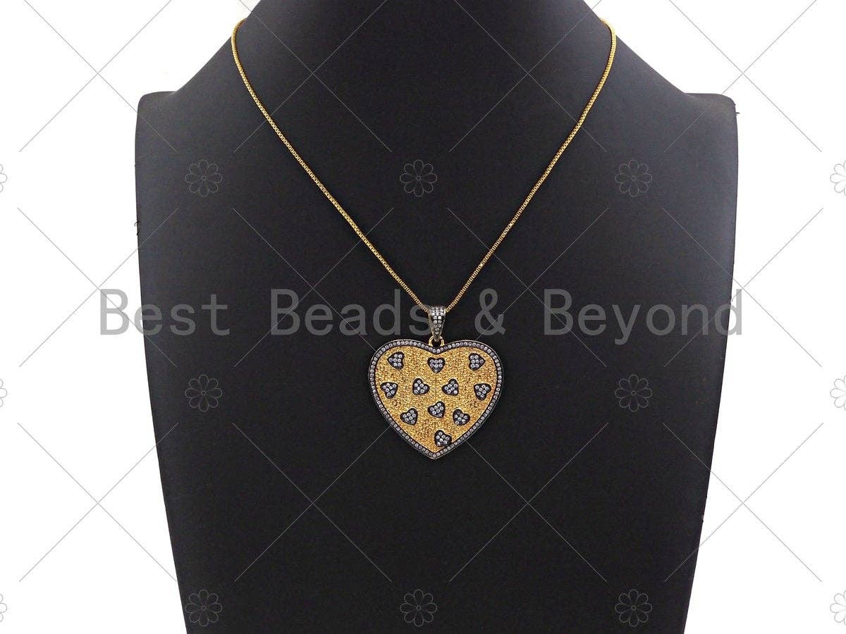 CZ Micro Pave Large Dual Color Heart  Sku#L279