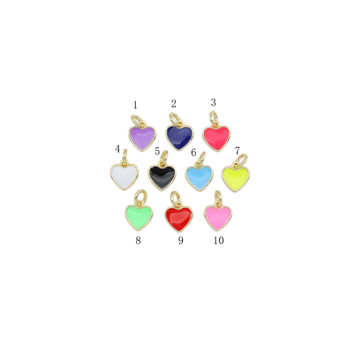 Colorful Enamel Gold Heart Charm, Sku#ML74/LX574