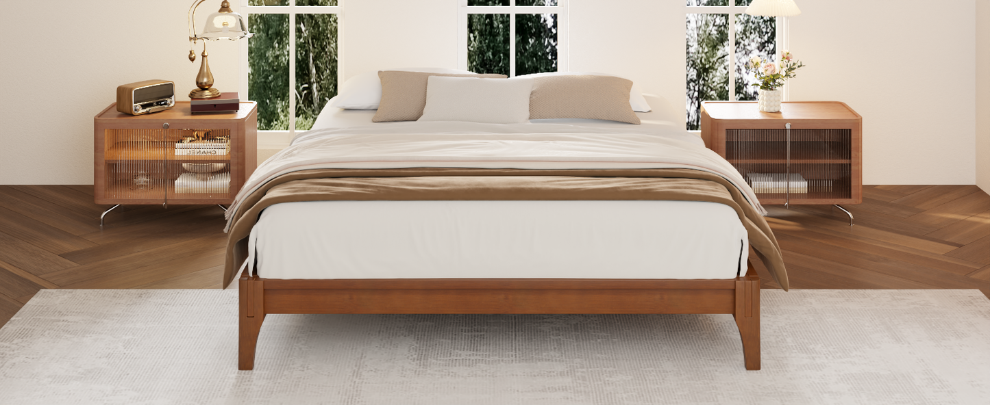12 Inch King Size Solid Dry Bamboo Wood Platform Bed Frame