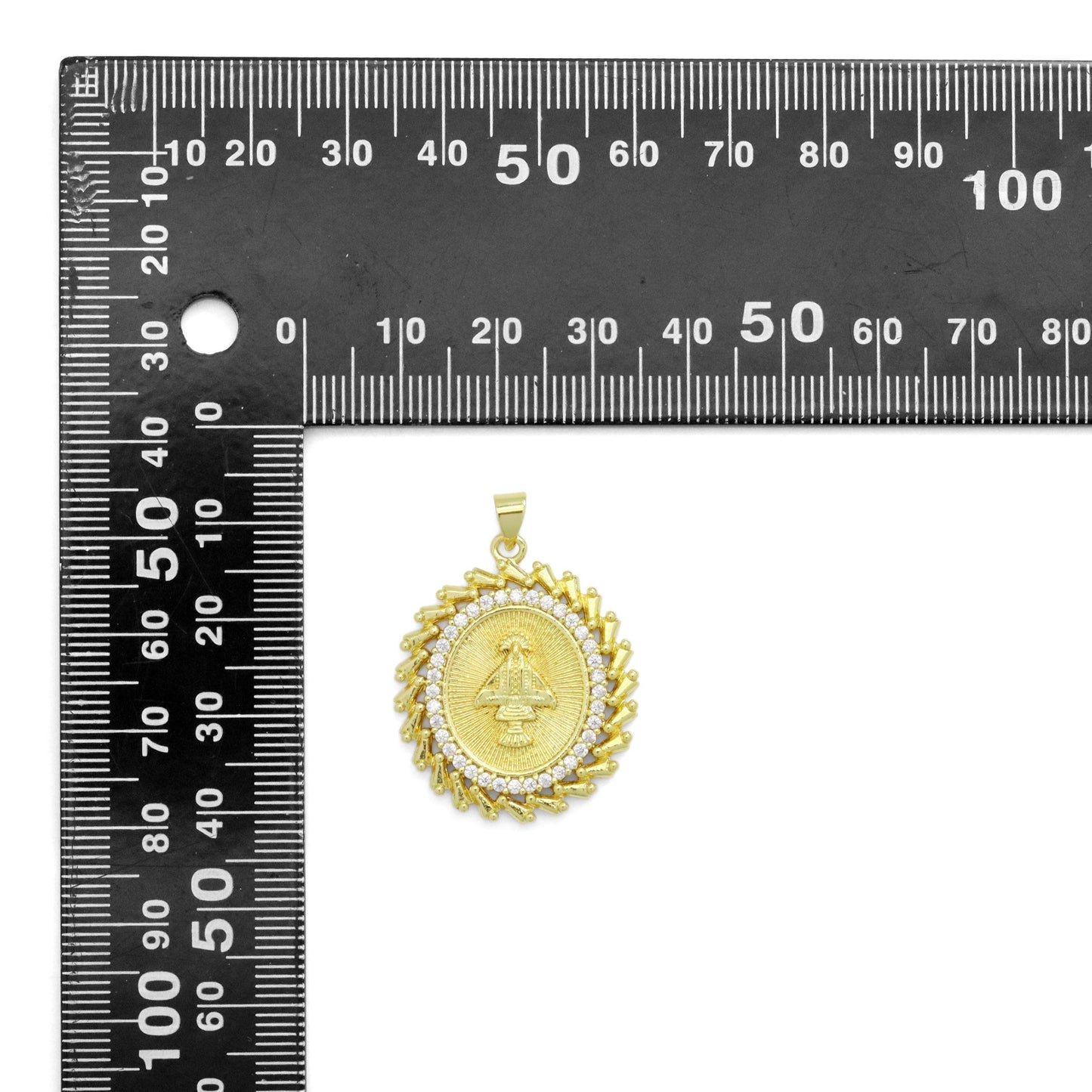 Clear CZ Oval CZ Saint Charm, Sku#LK940