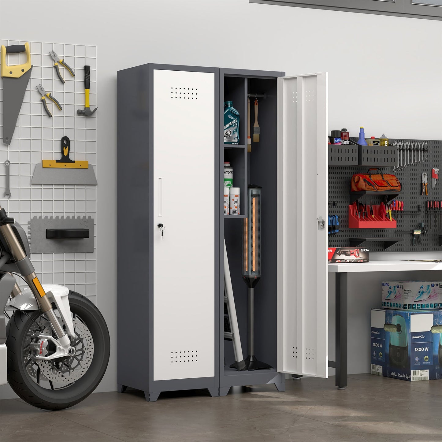 Metal Broom Storage Cabinet