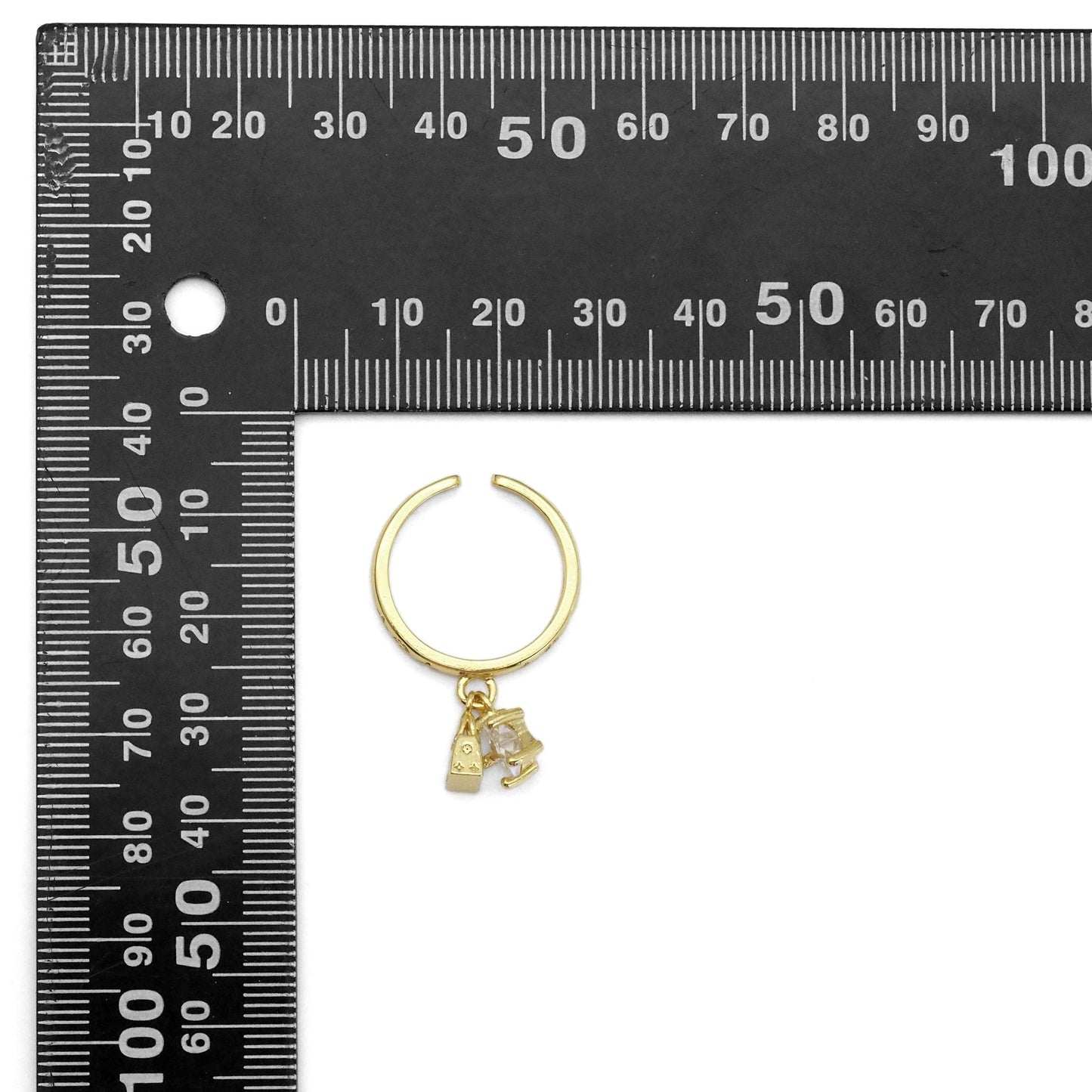Gold Lock Star handbag Adjustable Ring, Sku#LK873