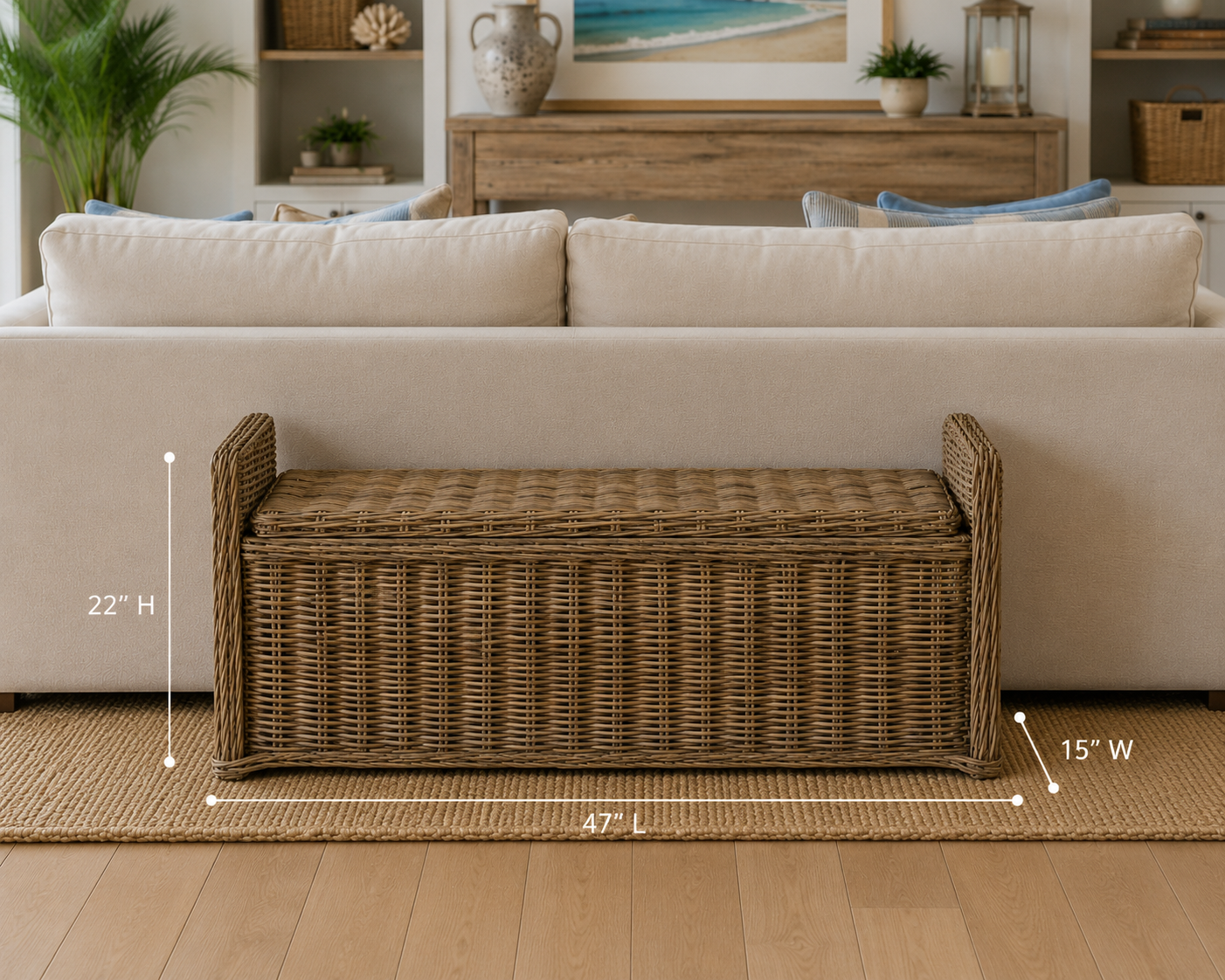 Key Largo Rattan Storage Bench