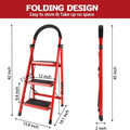 Folding 3/4-Step Ladder – Portable Steel Step Stool, Anti-Slip