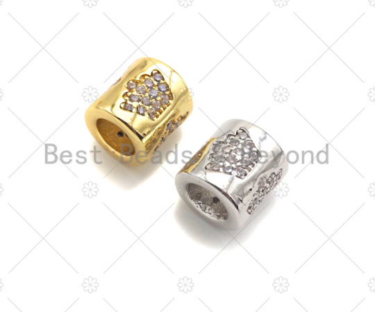 CZ Micro Pave Crown On Large Hole Tube spacer Beads,Sku#C122