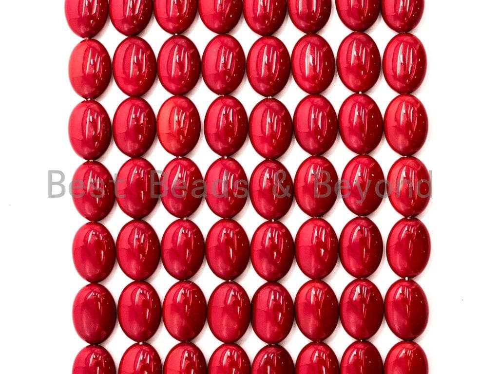 Red Natural Mother of Pearl beads,13x18x7mm Pearl Flat Oval beads, Loose Oval Smooth Pearl Shell Beads, 16inch strand, SKU#T82