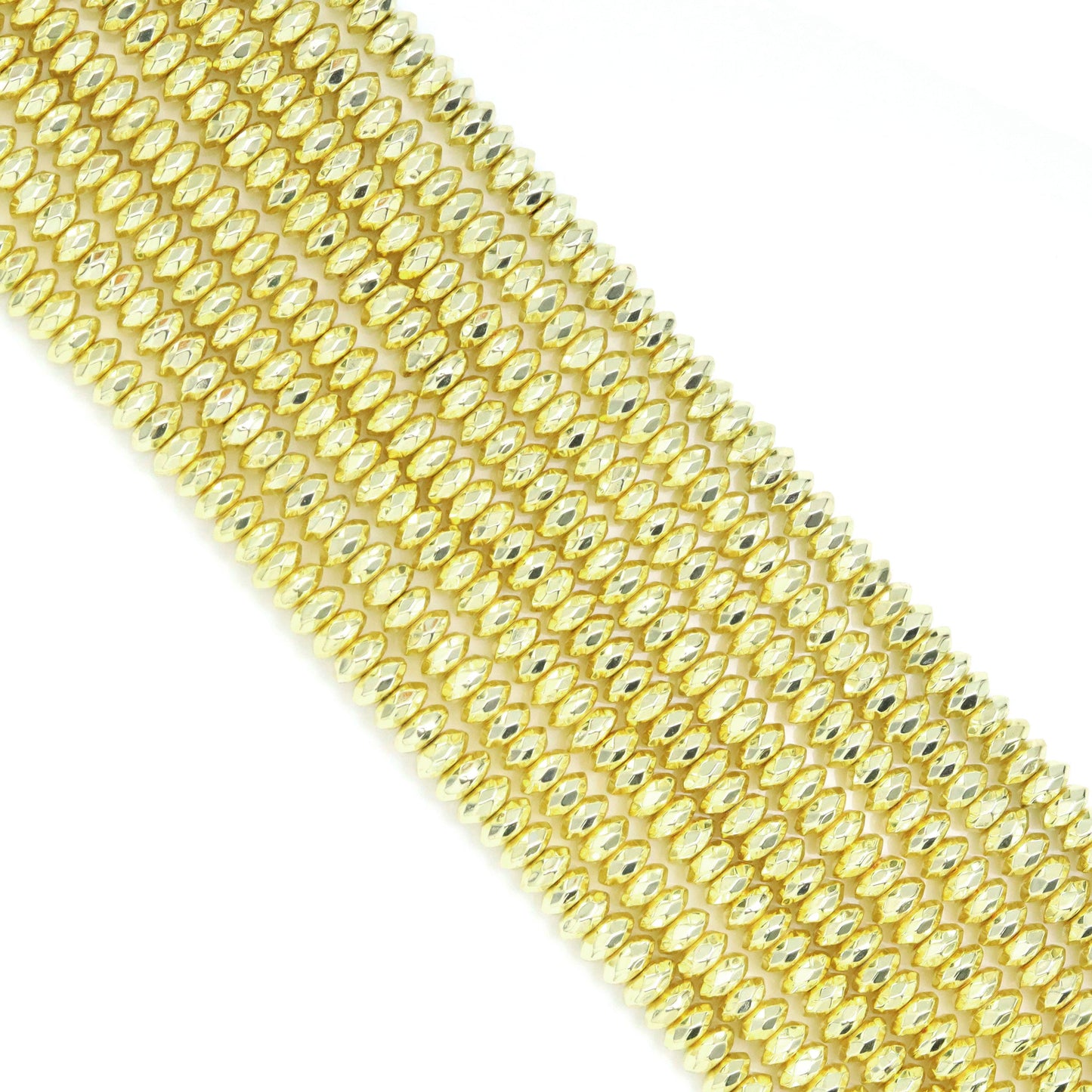 Gold Rondelle Hematite Beads, Bright Gold Hematite Rondelle Spacer Beads, Sku#S34