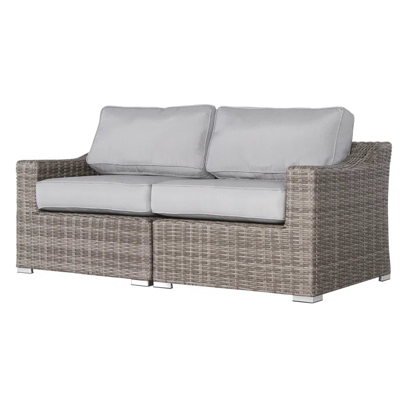 Chic Fully Assembled 66" Wide Outdoor Wicker Loveseat with Plush Cushions