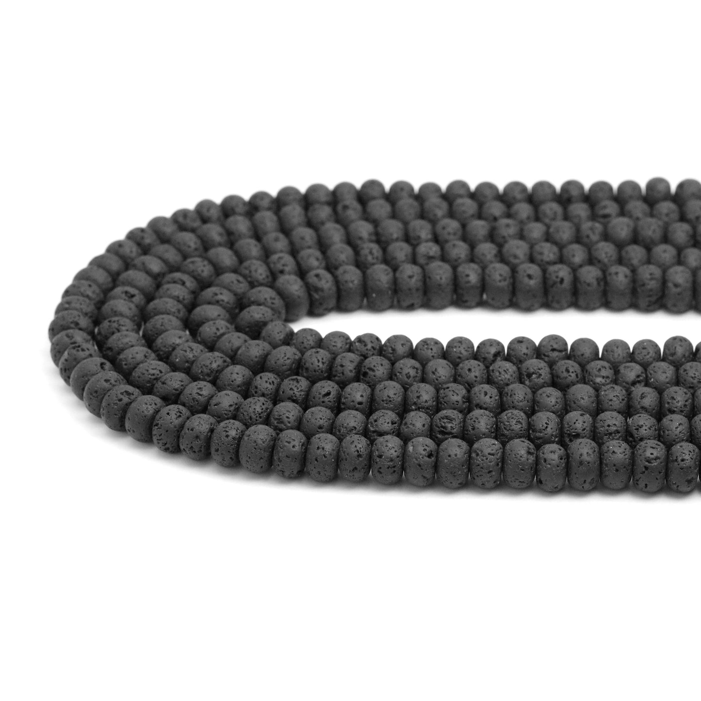 4x6mm/5x8mm Rondelle Smooth Black Lava Beads, Sku#U1871