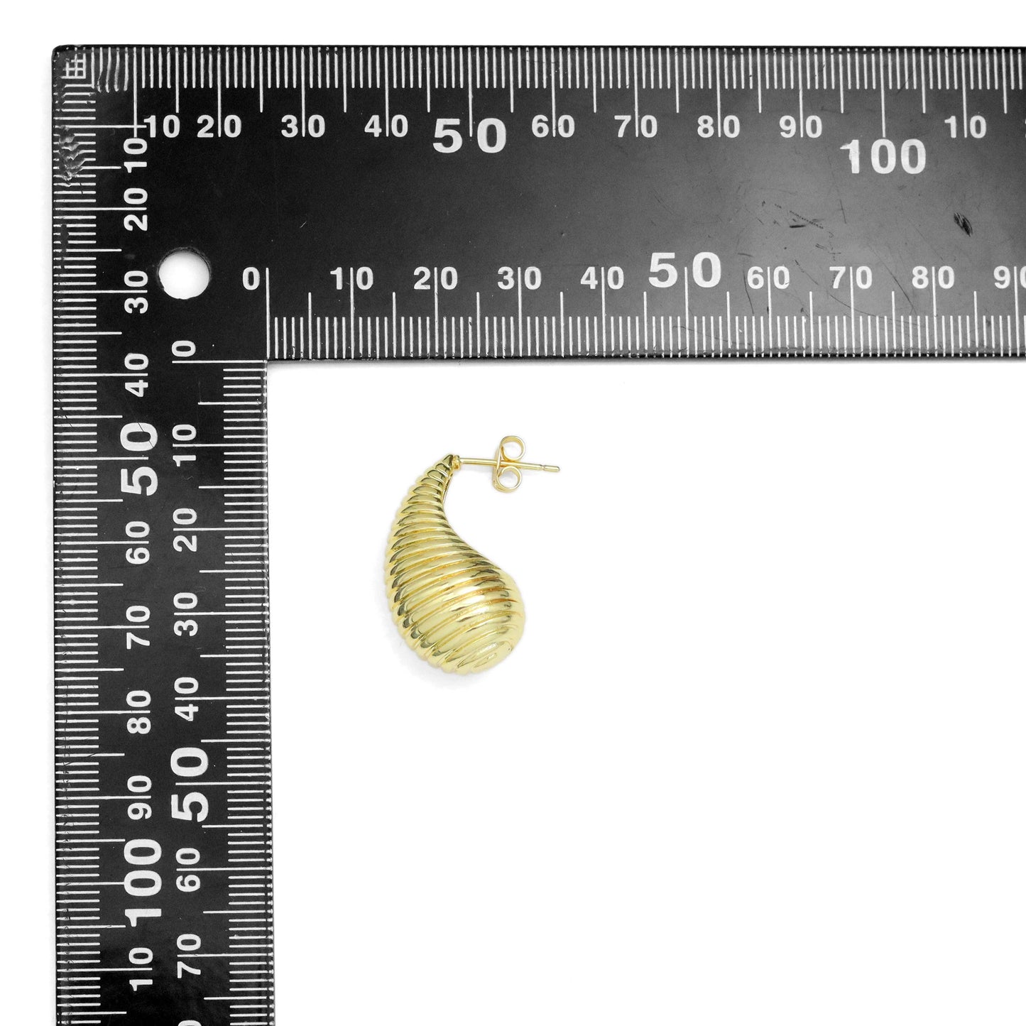 Gold Spiral Drop Shape Stud Earrings, Sku#LX622