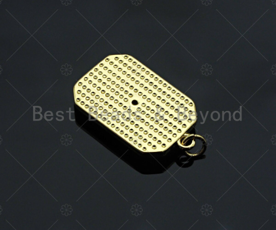 CZ Enamel White Black Turquoise Star on Rectangle Shape Pendant, Enamel Dog Tag pendant, Enamel Jewelry, 16x25mm,sku#LK139