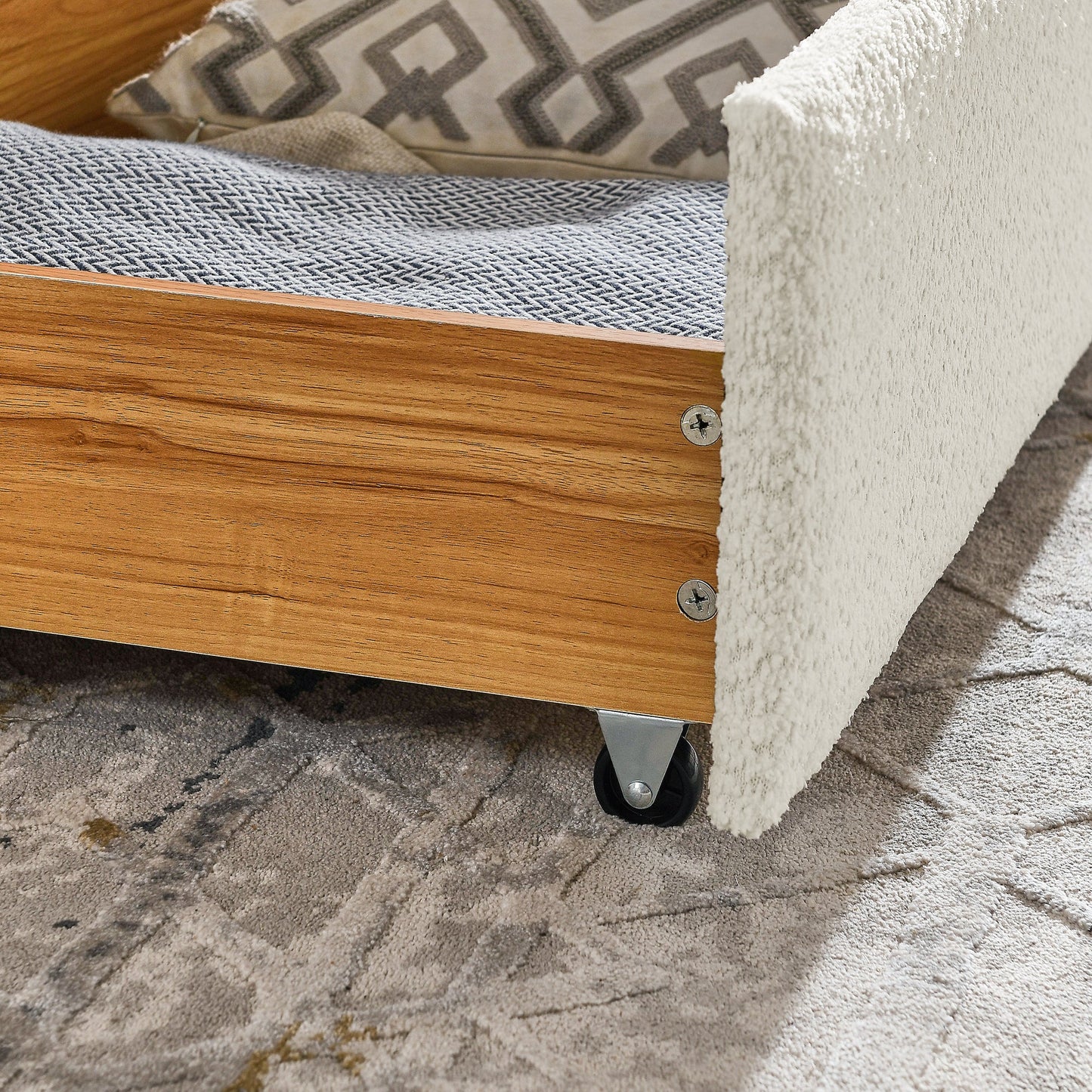 Daybed with Trundle Upholstered Tufted Sofa Bed