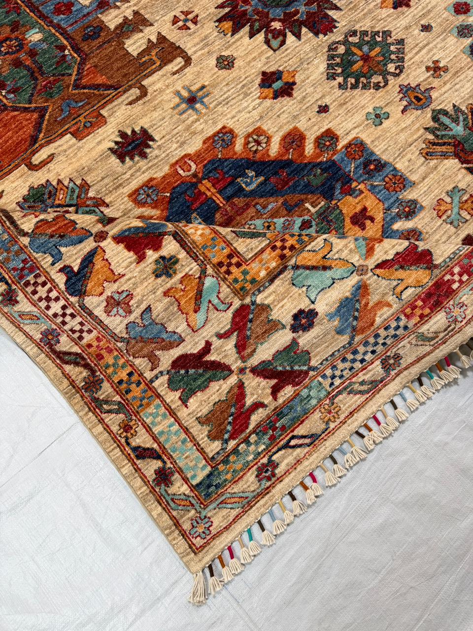 Hand-Knotted Vegetable Dye Heriz Rug from Pakistan, 8' 3" x 10'