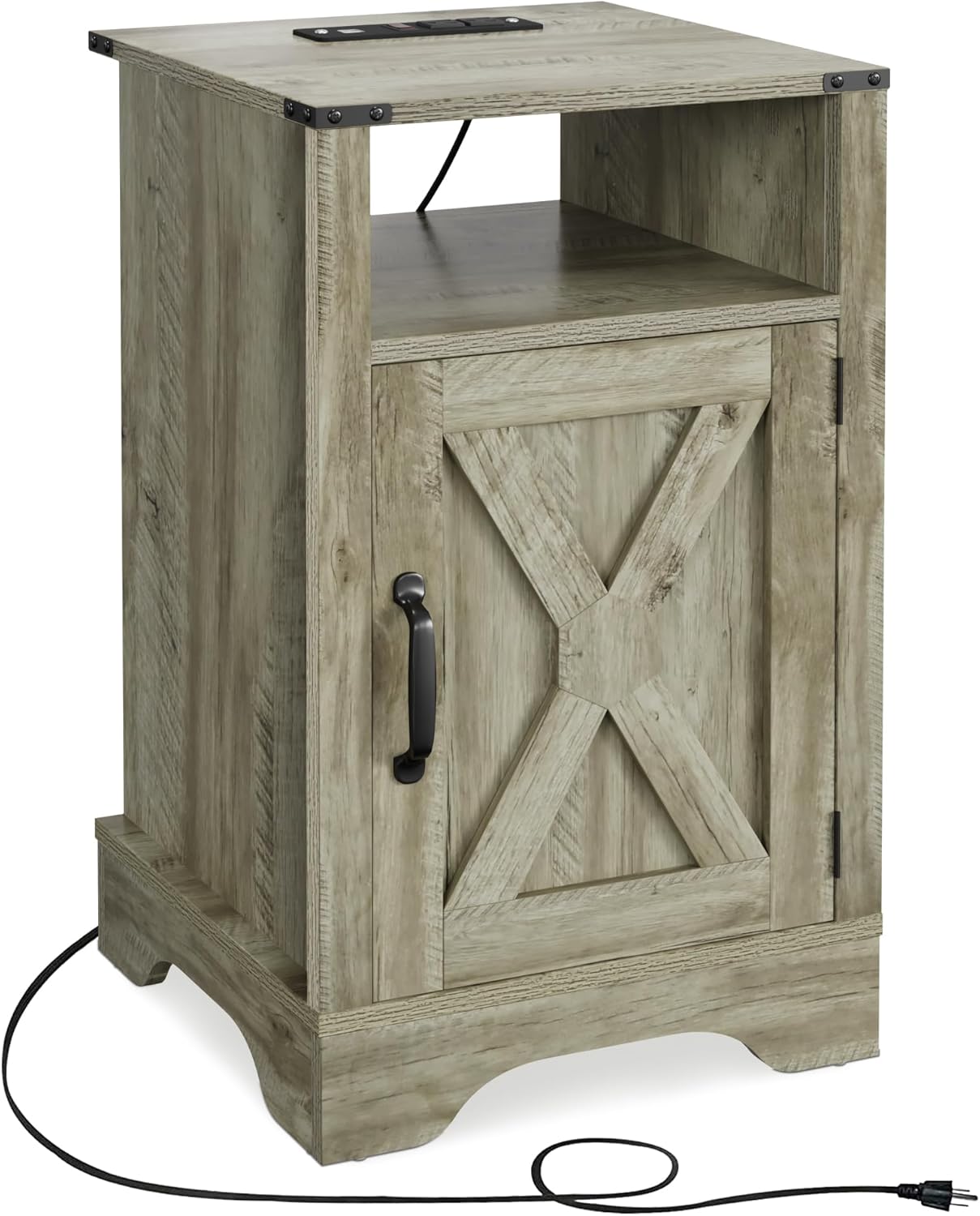 16" Light Grey Farmhouse Nightstand