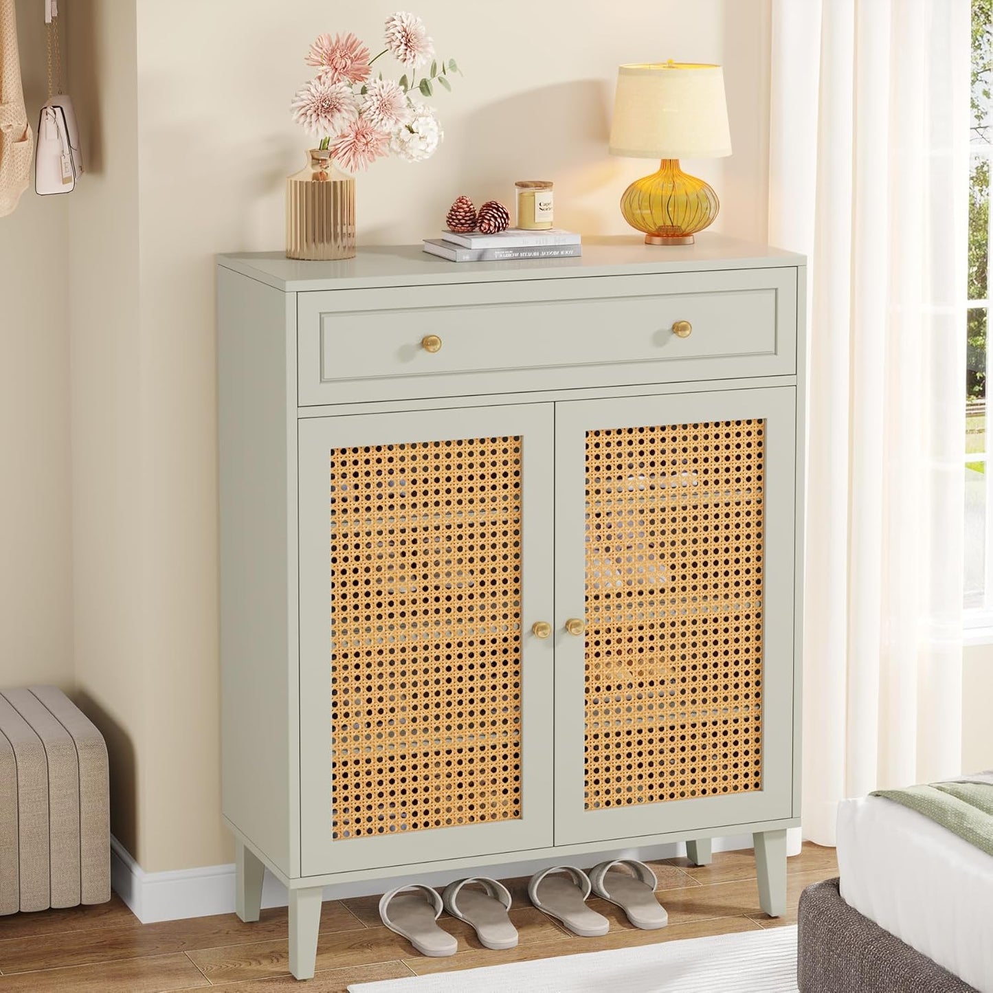 31.49” Mint Green Shoe Cabinet