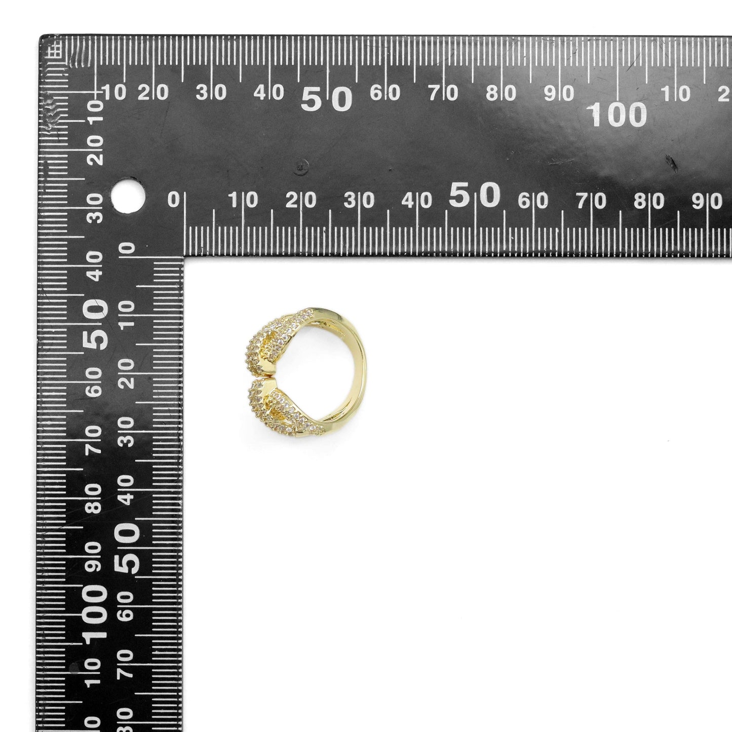 Baguette CZ Double Loop Statement Adjustable Ring, Sku#LX592