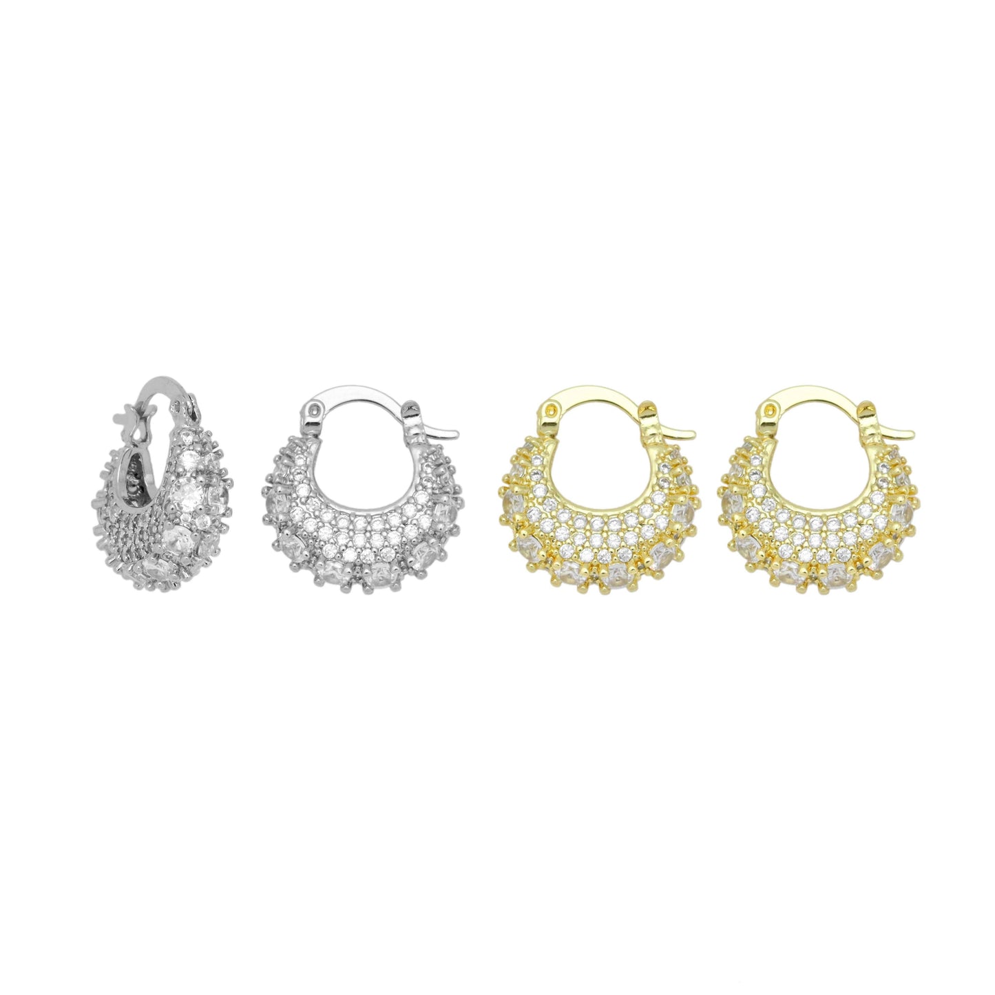Clear CZ Cute Bag Shape Huggie Earrings, Sku#LX700