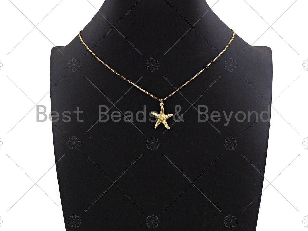 CZ Micro Pave Starfish Pendant, Cubic Zirconia Starfish Pendant Charm for Necklace Bracelet Earrings Making, 19x22mm,sku#L359