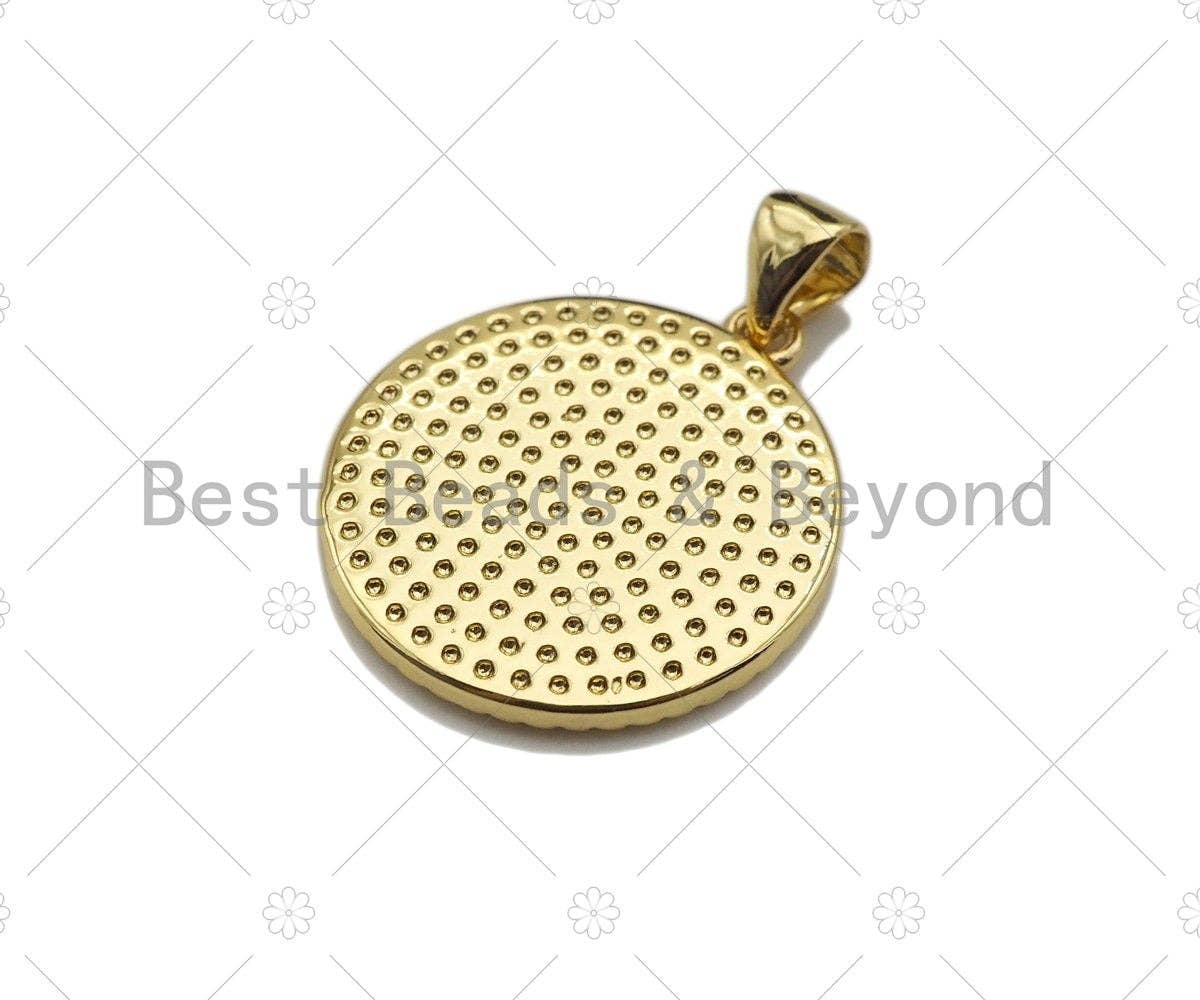 Dainty Gold Evil Eye Hand On Round Coin Shape Charms, Dainty Charms, Gold Pendant, Round Coin Necklace Charms, 18x20mm, Sku#LK170