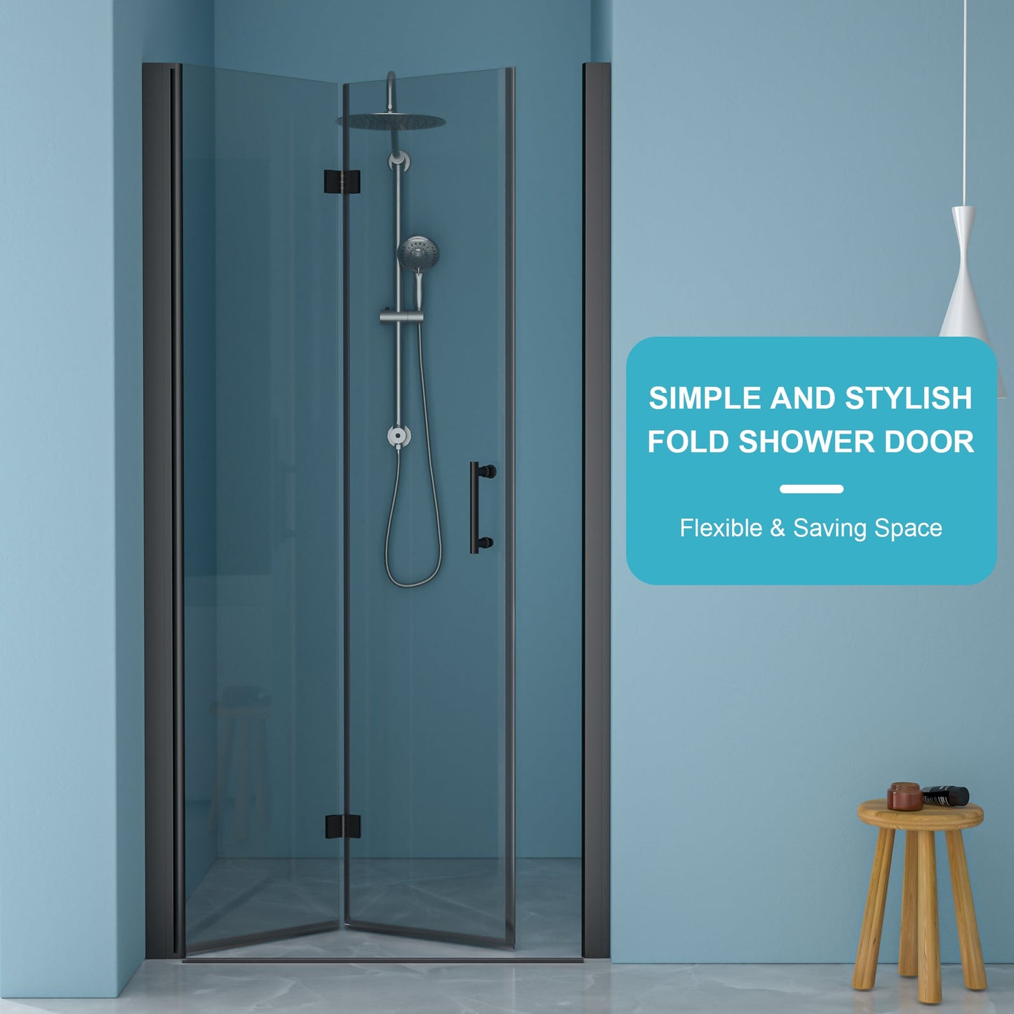 36"W x 72"H Fold Frameless Shower Door