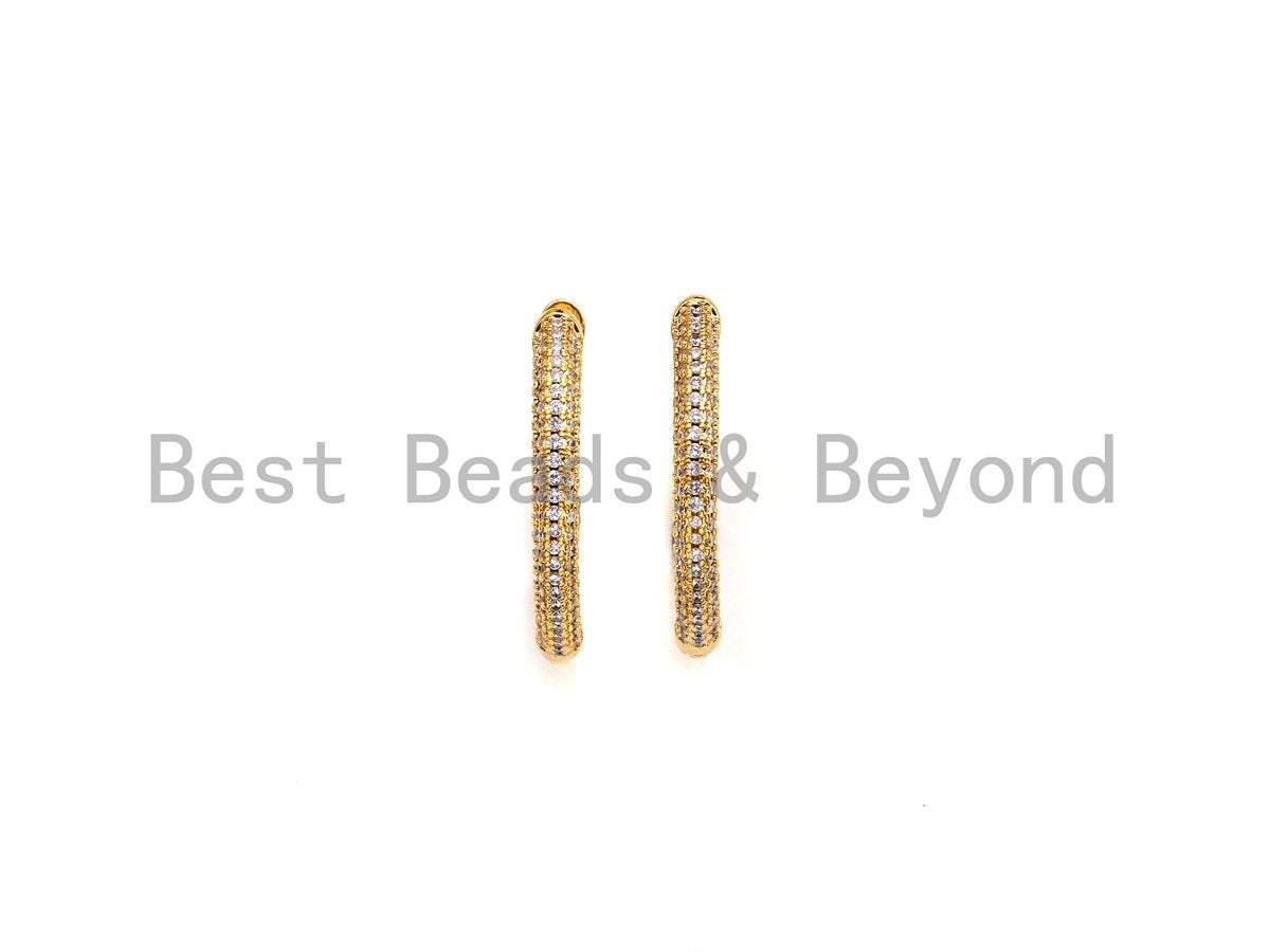 CZ Huggie Hoop Earrings, Sku#J258
