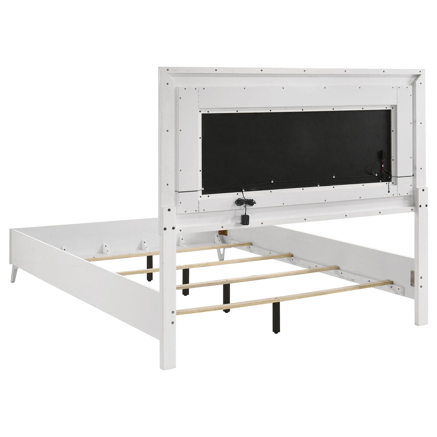 Cassia Queen LED Panel Bed White High Gloss