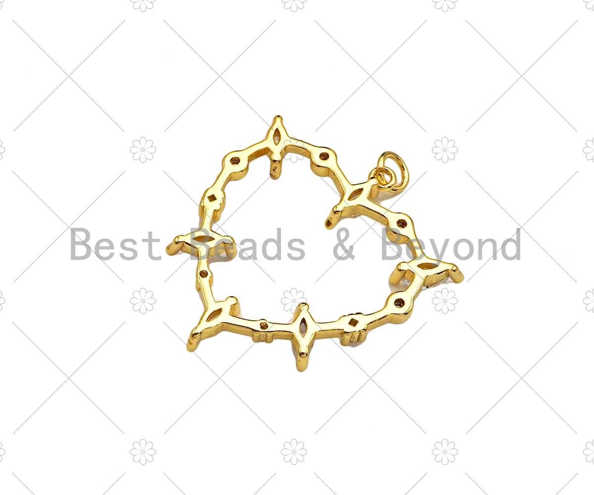 Gold Filled Heart Frame Shape Pendant, Black Micro Pace CZ 18K Gold Filled Charm, Necklace Bracelet Charm Pendant,28x30mm,Sku#Z1356