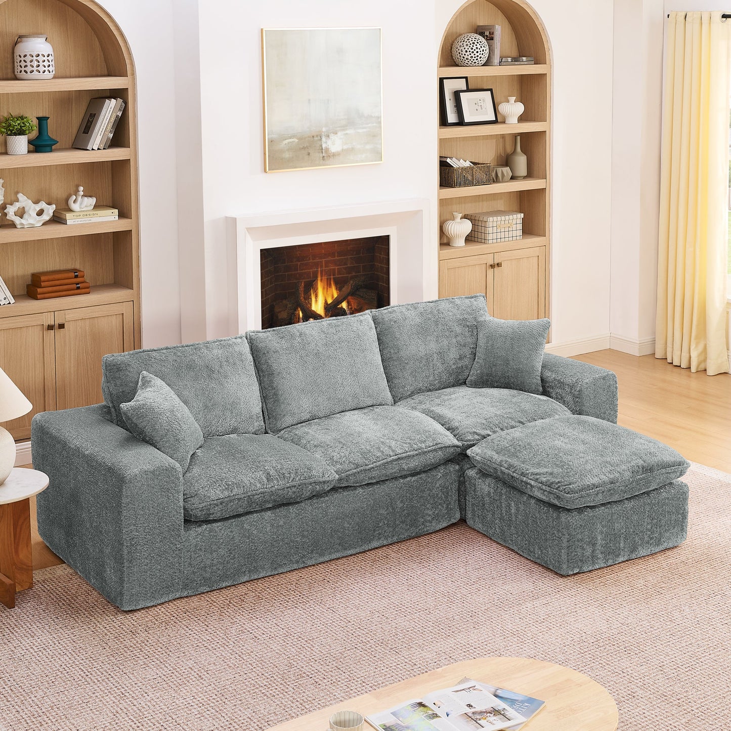 107'' Modern Boucle Sectional Sofa with Reversible Chaise