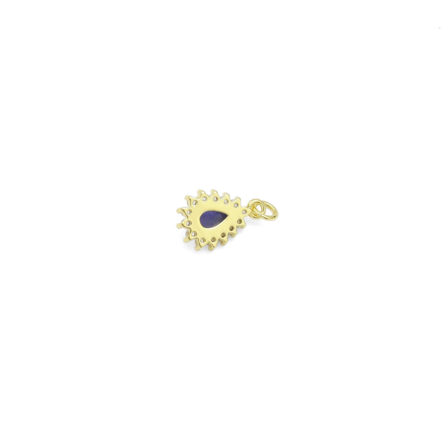 Natural SodaliteTeardrop Gemstone CZ Pave Charm, Sku#Y940