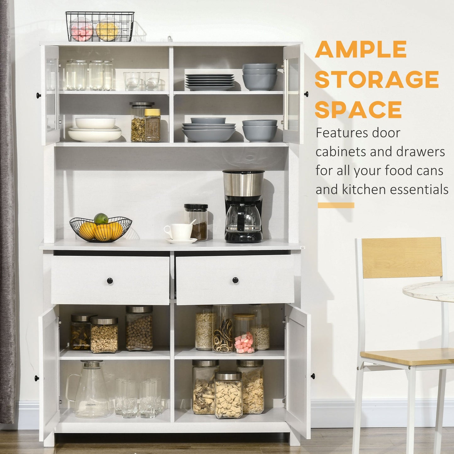 HOMCOM 63.5" Kitchen Buffet with Hutch