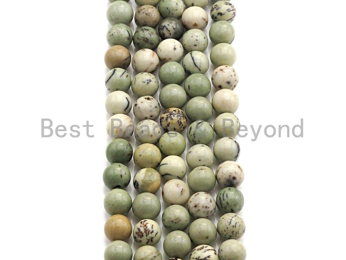 Natural Pine Jasper, Round Smooth 6mm/8mm/10mm/12mm, 15.5" Full Strand, sku#U630c