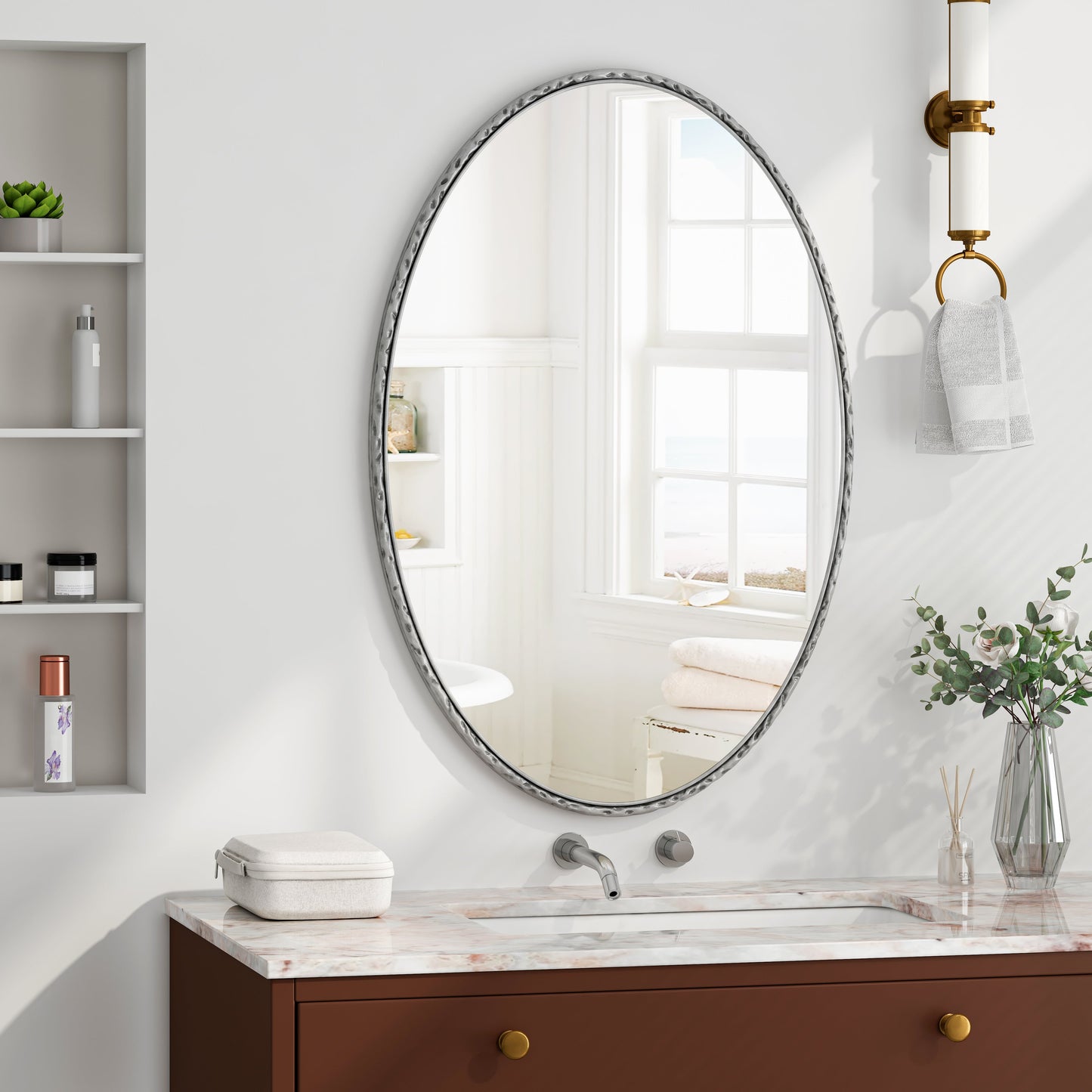Iron Art Oval Retro Mirror - Antique Effect