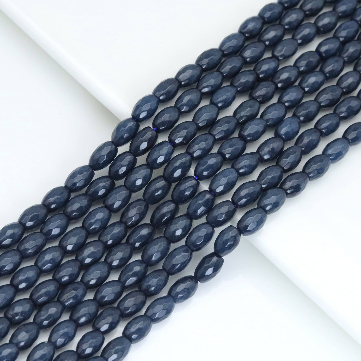 6x9mm Sapphire Jade Faceted Rice Beads, Sku#U2033