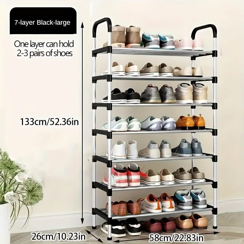 7-Tier Iron Shoe Rack – Space-Saving, Floor-Standing