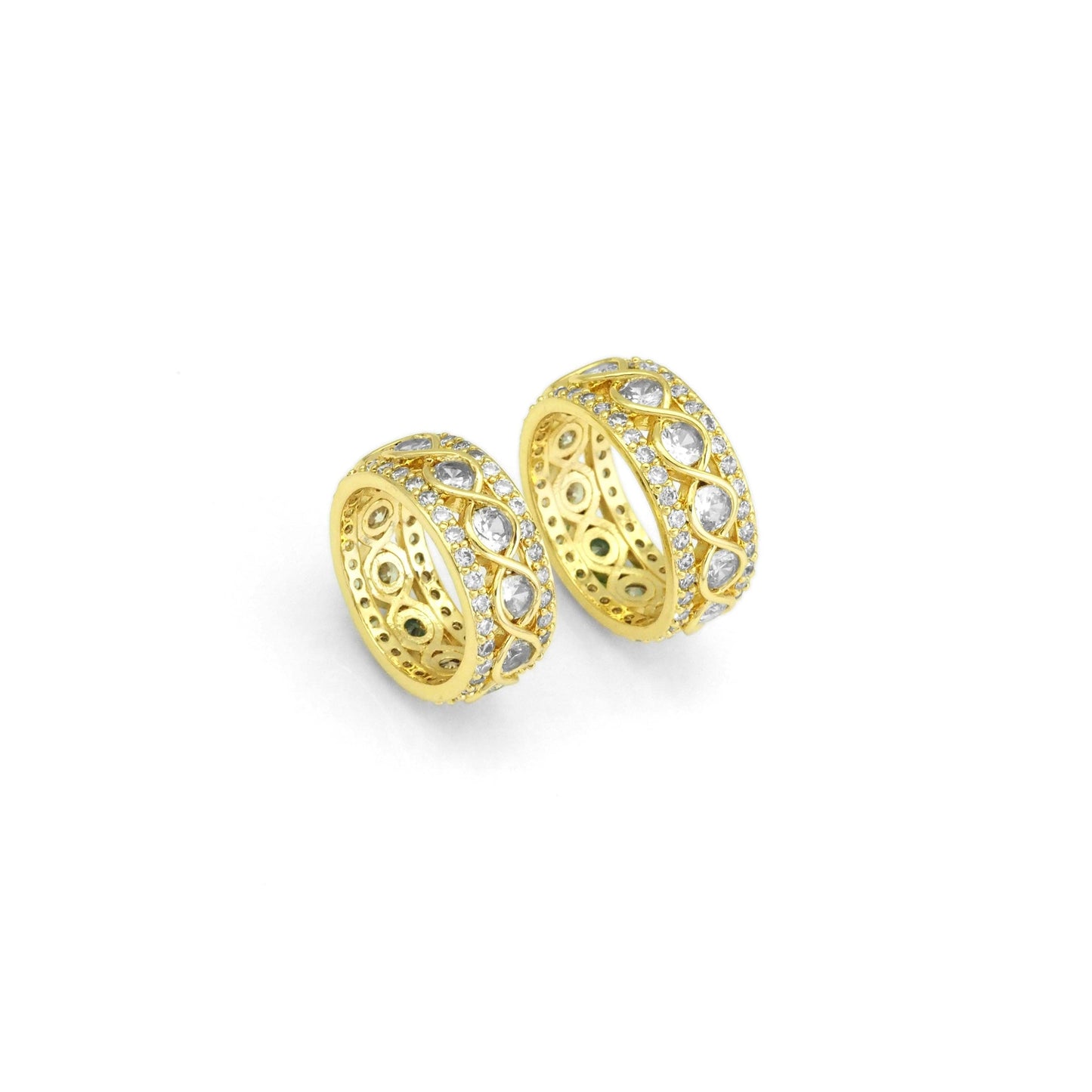 Gold Clear CZ Fixed Size Thick Band Ring, Sku#LX280