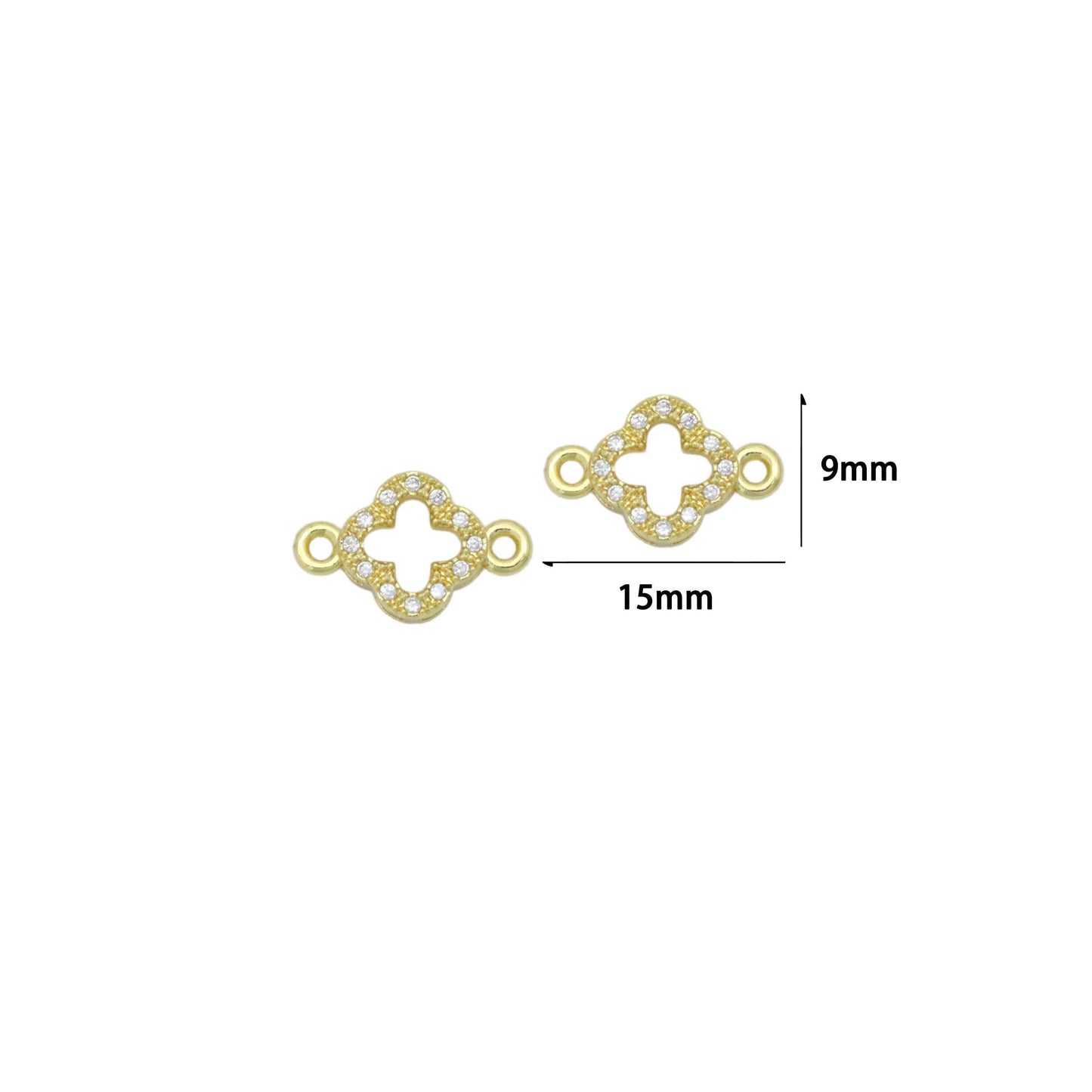 Clear CZ Gold Clover Flower Connecter ,Sku#LD738