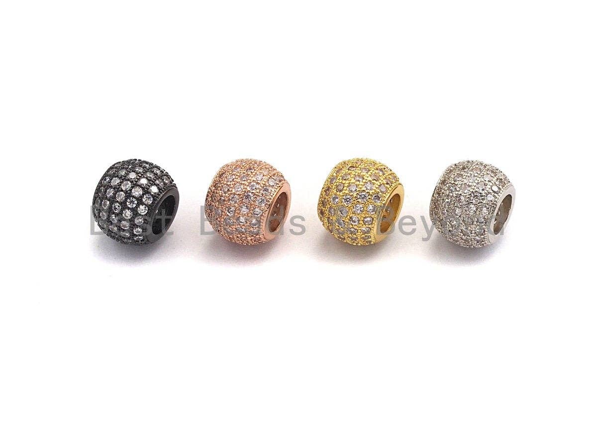 CZ Micro Pave Big Hole Spacer Beads, Large hole Spacer beads, Cubic Zirconia Spacer, Beads for Leather Cord,12mm/10mm, sku#X107