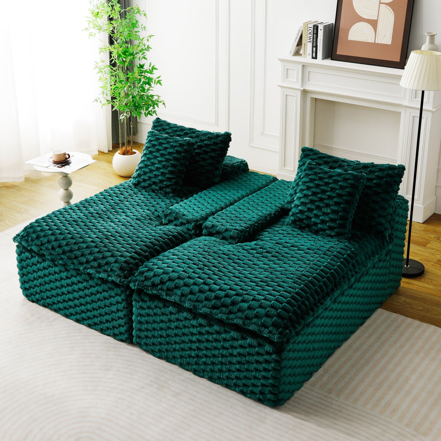 Green Turtle Velvet Double Chaise Lounge