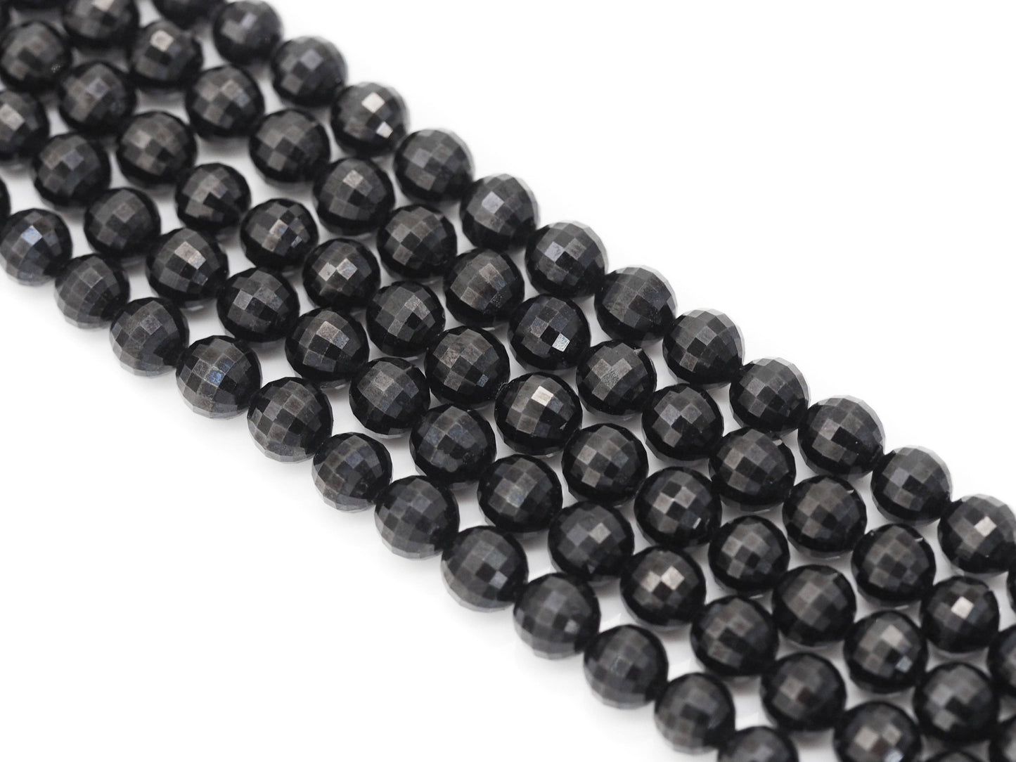 Genuine High Quality Watermelon Cut Black Spinel Round Beads, Sku#UA247