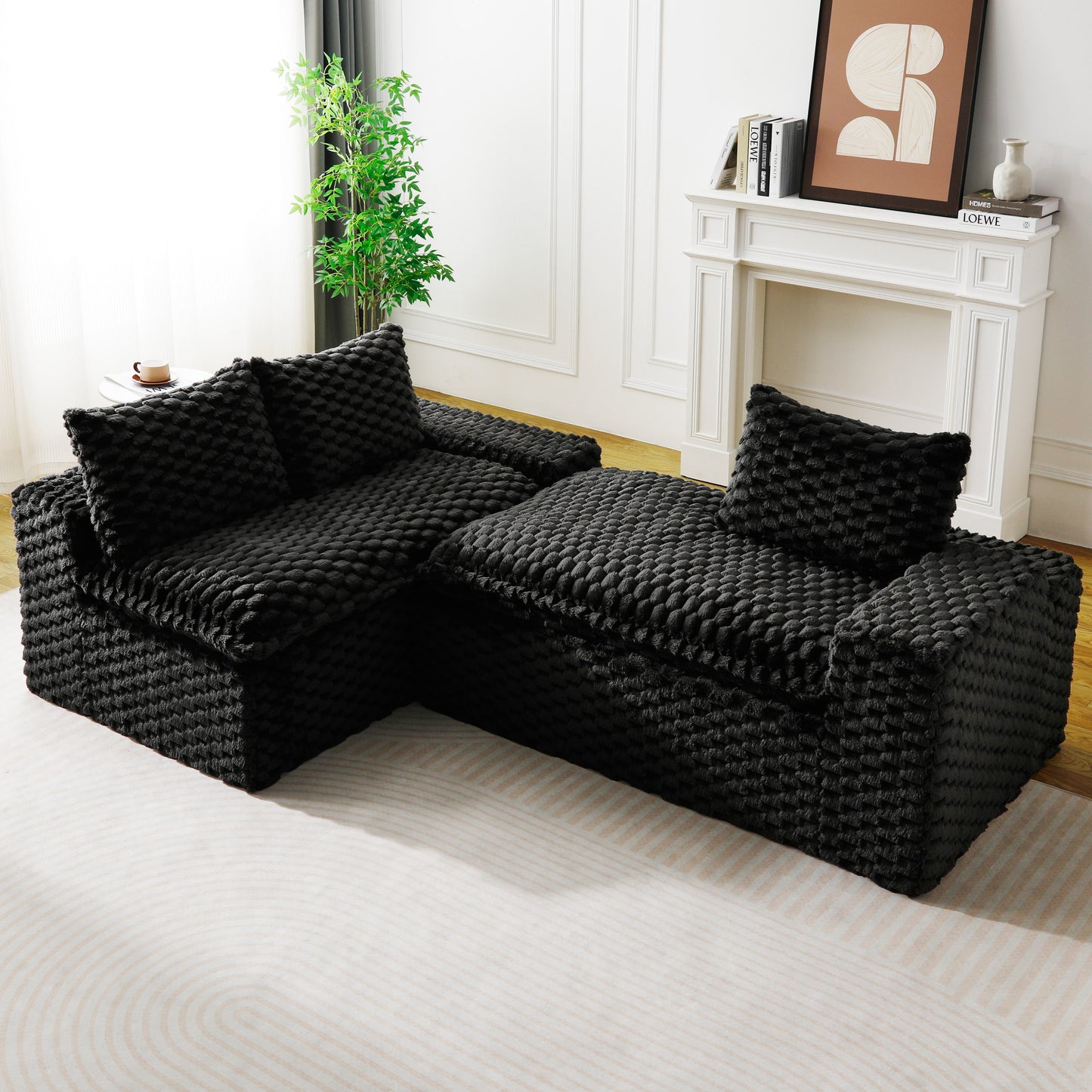 Black Turtle Velvet Versatile Sofa