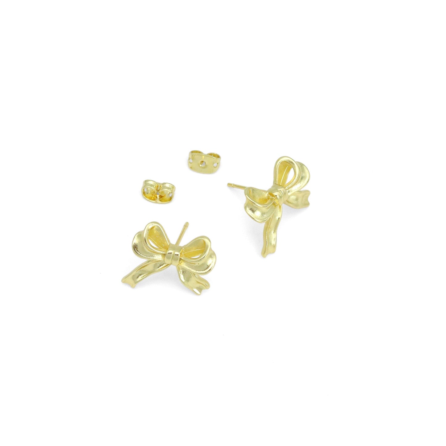 Plain Gold Bowknot Stud Earrings, Sku#LK965