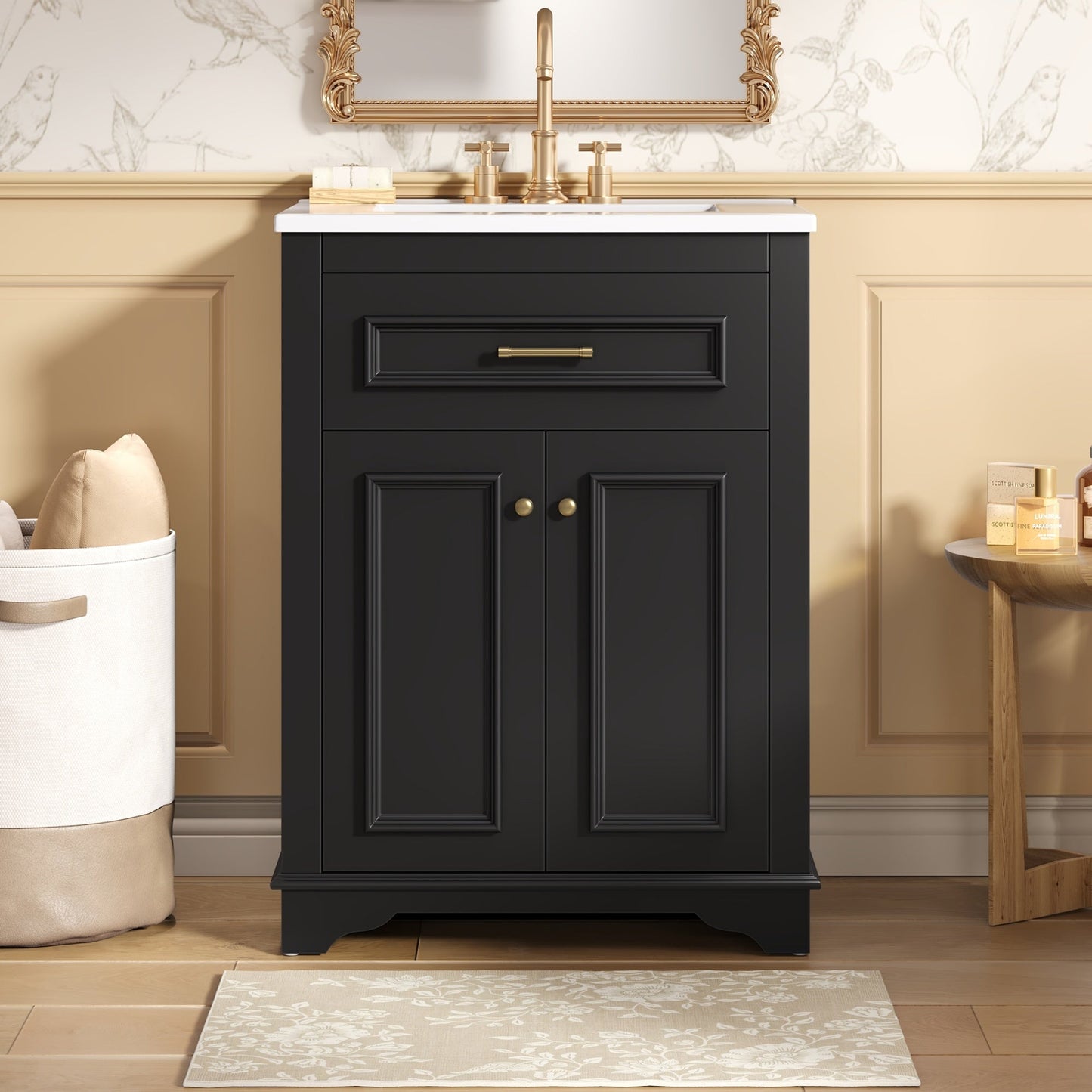24" Bathroom Vanity with Integrated Ceramic Sink